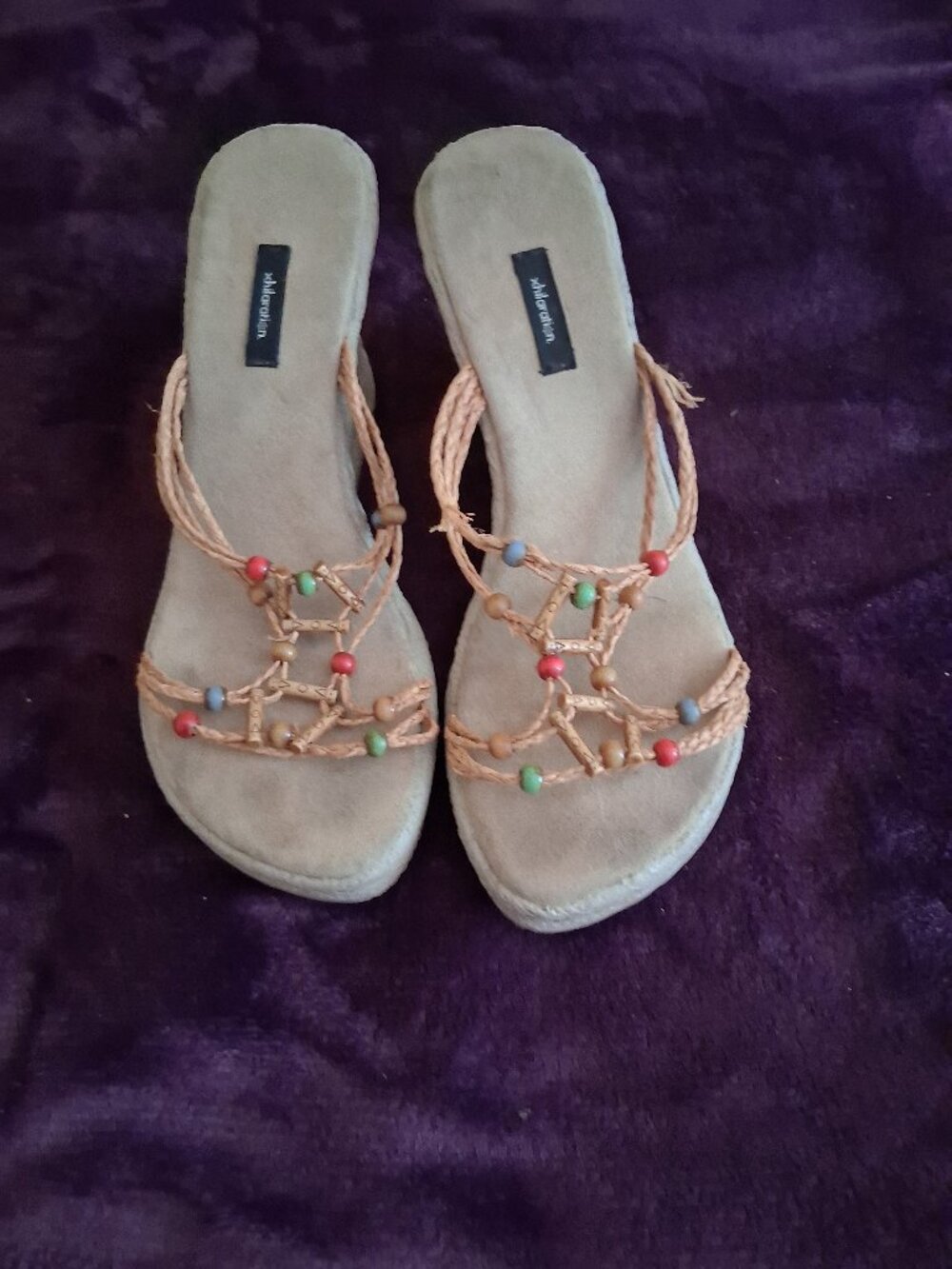 Beaded Wedge Sandal  6.5